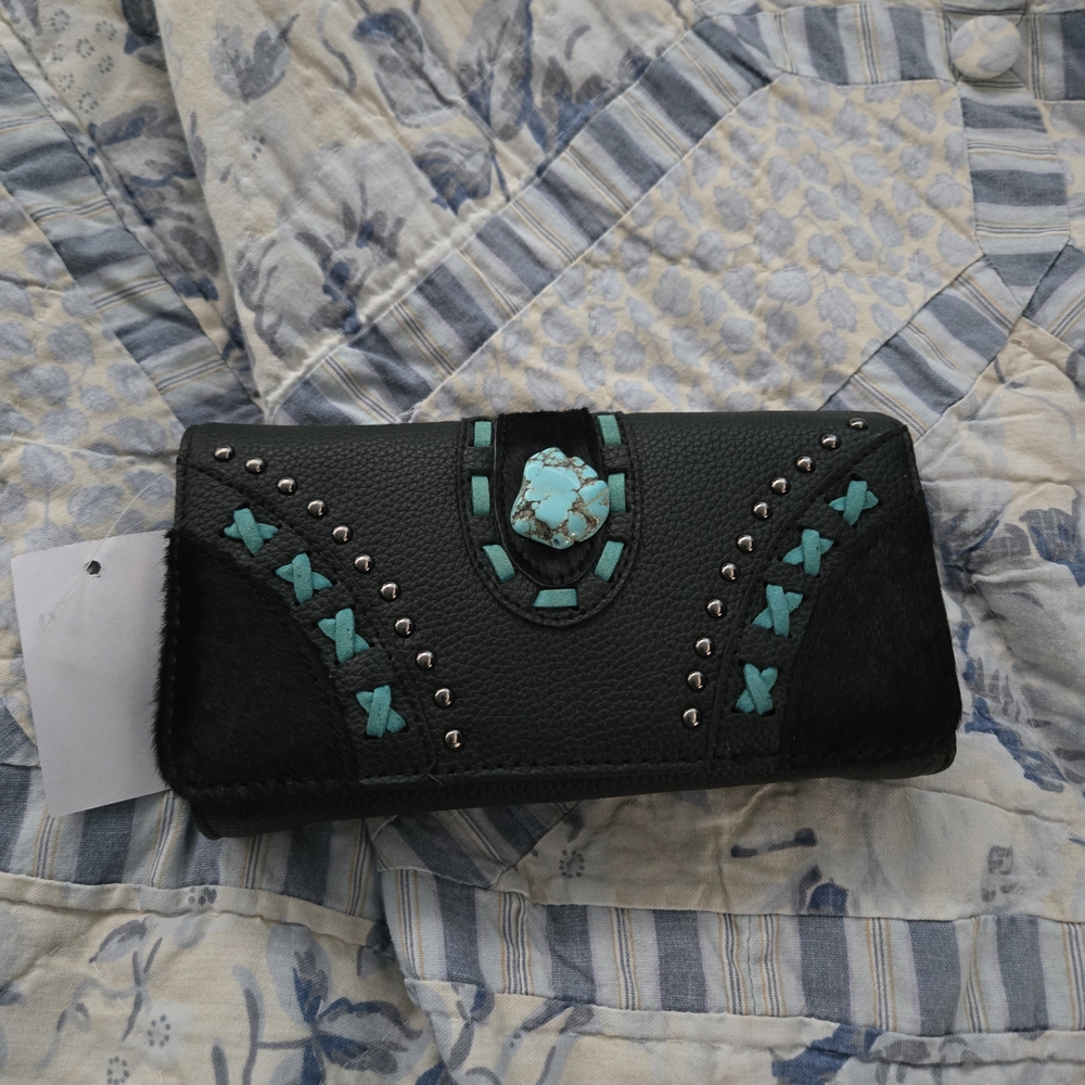 Black and Turquoise Women's Wallet